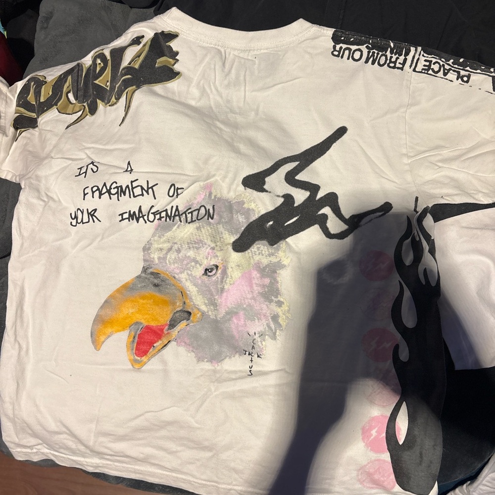 Travis Scott White Short Sleeve Tee with Graphic Design